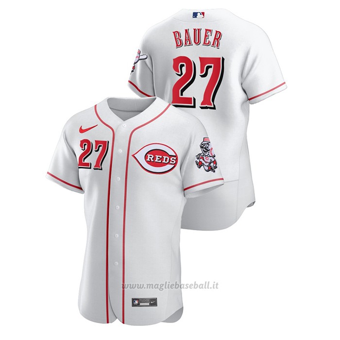 Maglia Baseball Uomo Cincinnati Reds Trevor Bauer Autentico Bianco